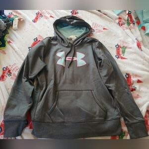 Under Armour Charcoal Hoodie with Pink Emblem